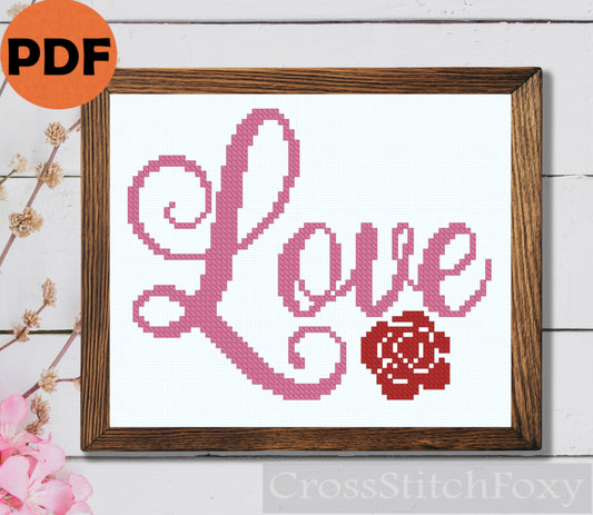 Love Lettering Cross Stitch Pattern