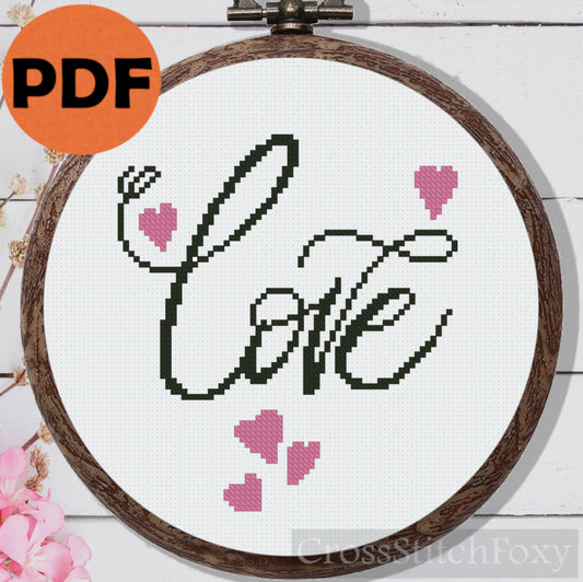 Love Lettering Cross Stitch Pattern