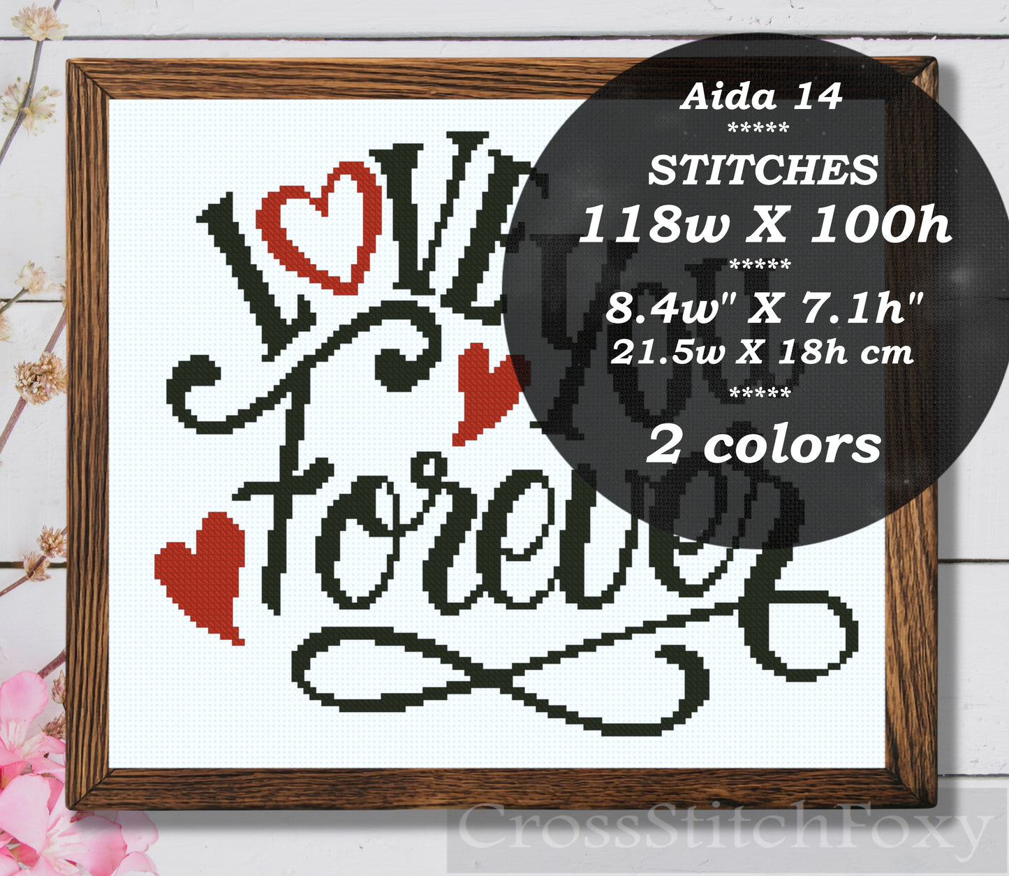 Love you forever cross stitch pattern