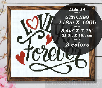 Love you forever cross stitch pattern