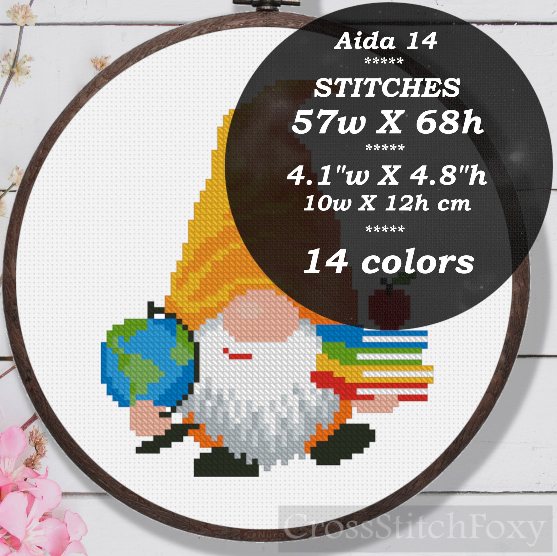School Gnome Cross Stitch Pattern