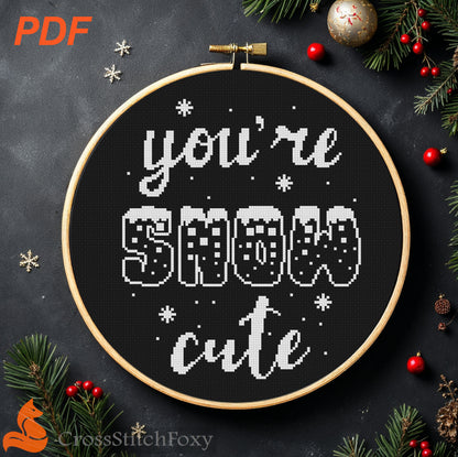 Snow Cute Lettering Cross Stitch Pattern