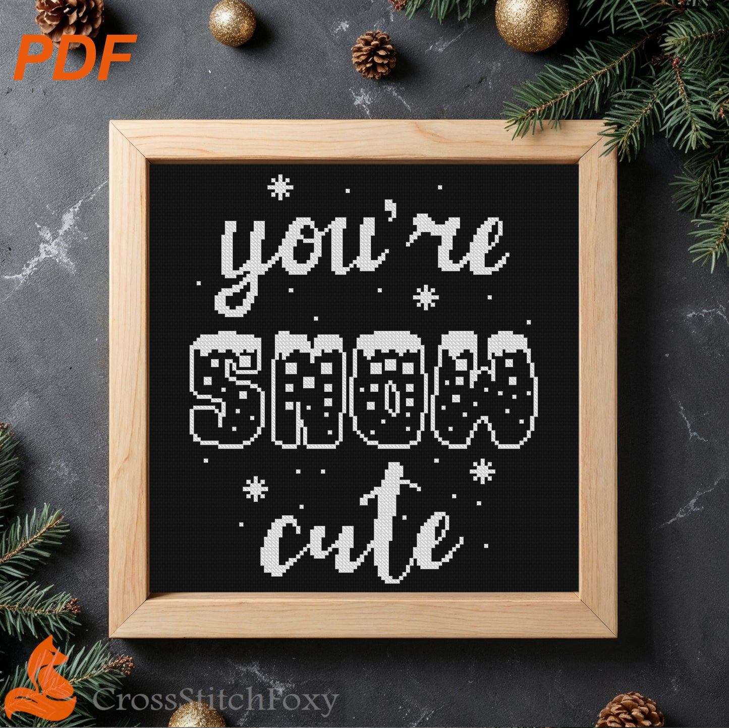 Snow Cute Lettering Cross Stitch Pattern