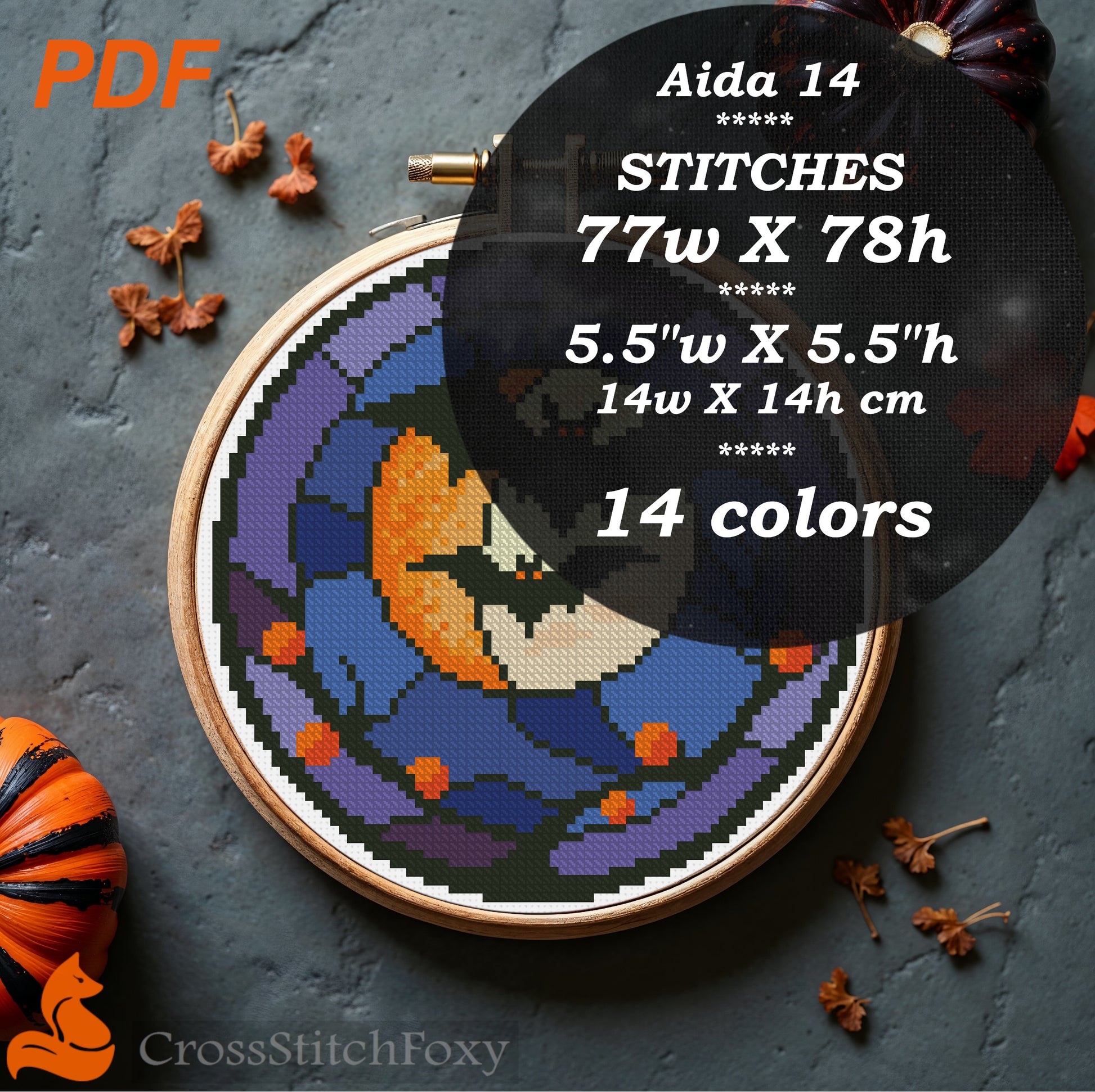 Stained Glass Halloween Cross Stitch Patterns