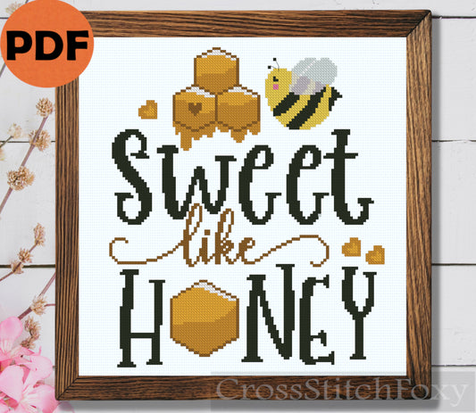 Sweet Like Honey Cross Stitch Pattern