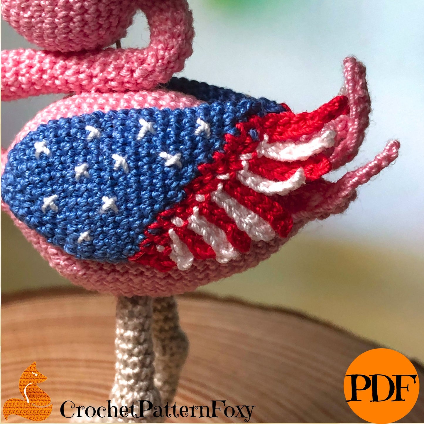 USA Flag Flamingo Crochet Pattern Amigurumi