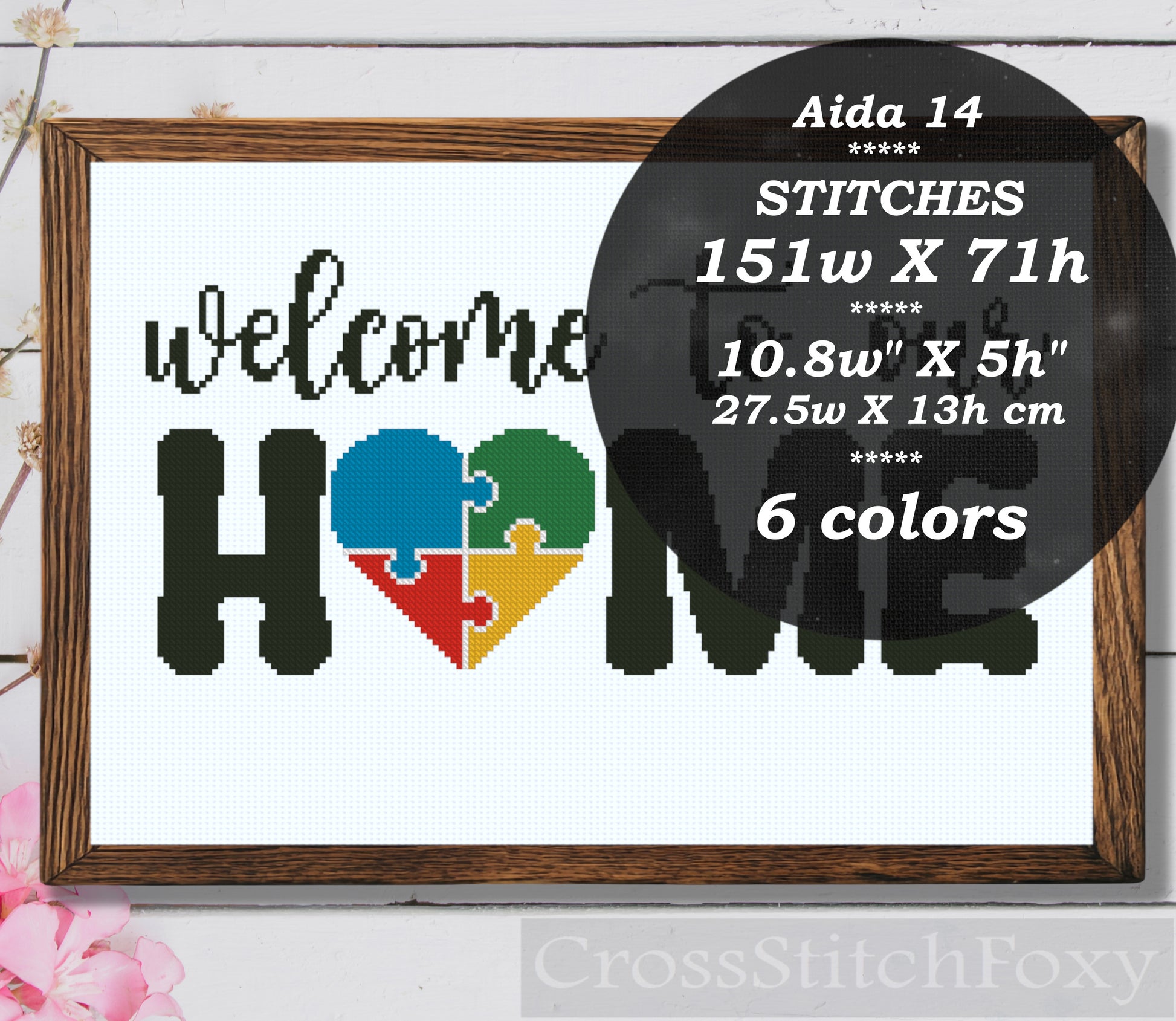 Welcome Sign Autism cross stitch