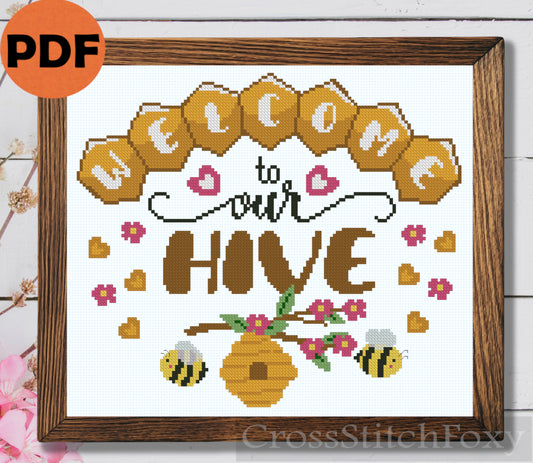 Welcome To Our Hive Cross Stitch Pattern