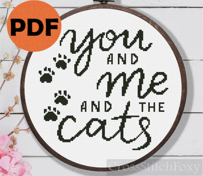 You And Me And The Cats cross stitch pattern