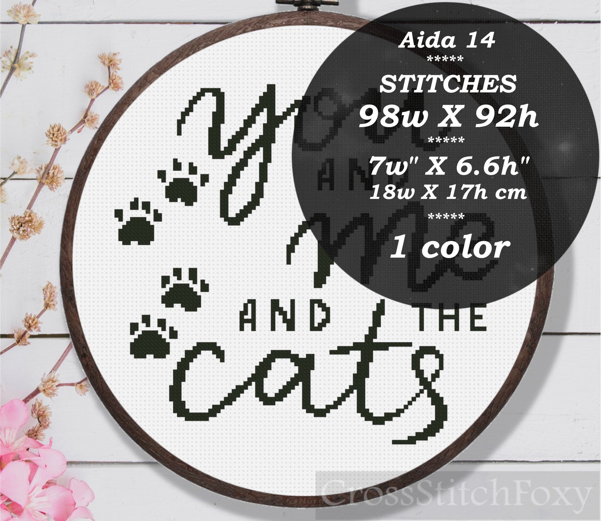 You And Me And The Cats cross stitch pattern