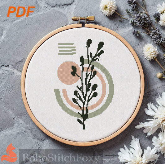 Boho Floral cross stitch pattern