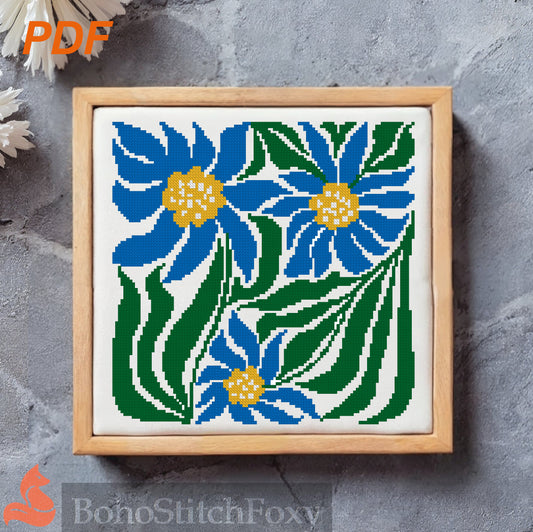 Floral Abstract Cross Stitch Pattern