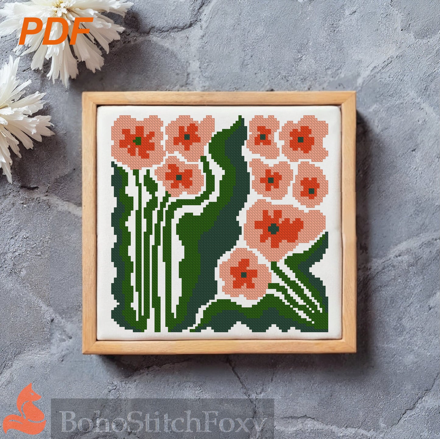 Geometric Flowers Cross Stitch Pattern