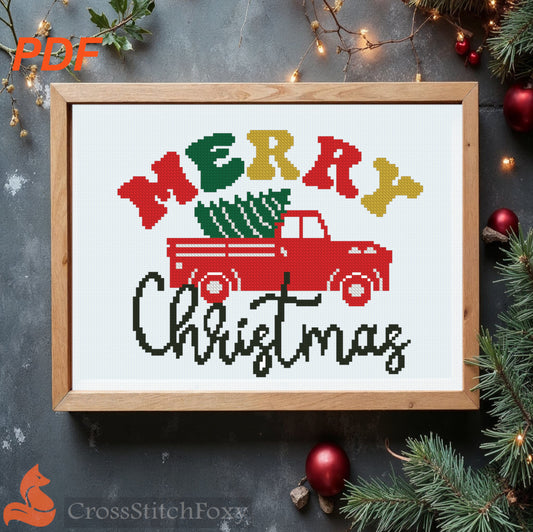 Christmas Truck cross stitch pattern
