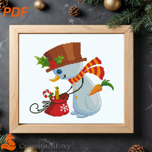 Christmas Snowman Gifts Cross Stitch Pattern