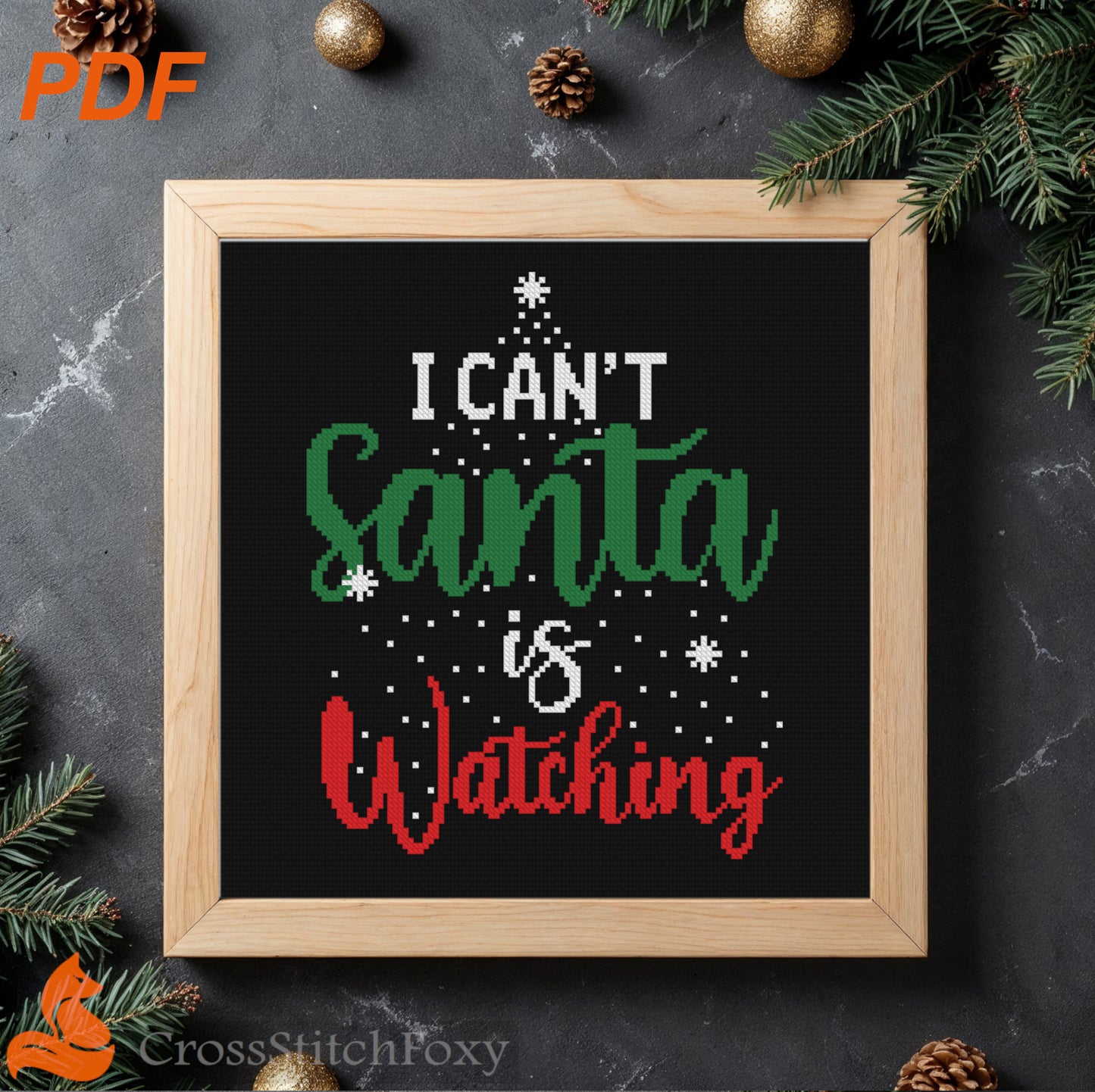 Funny Christmas lettering cross stitch pattern