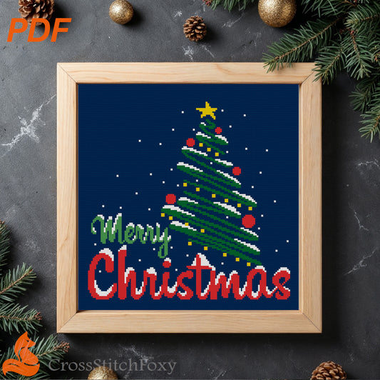 Merry Christmas Lettering cross stitch pattern