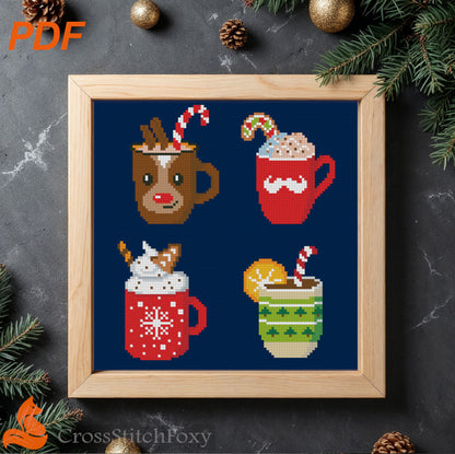 Christmas mugs cross stitch pattern
