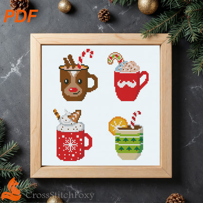 Christmas mugs cross stitch pattern