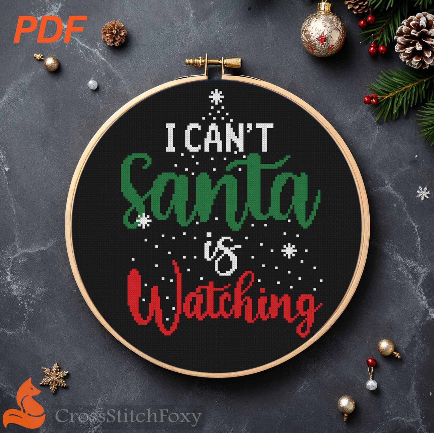Funny Christmas lettering cross stitch pattern