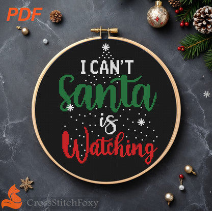 Funny Christmas lettering cross stitch pattern