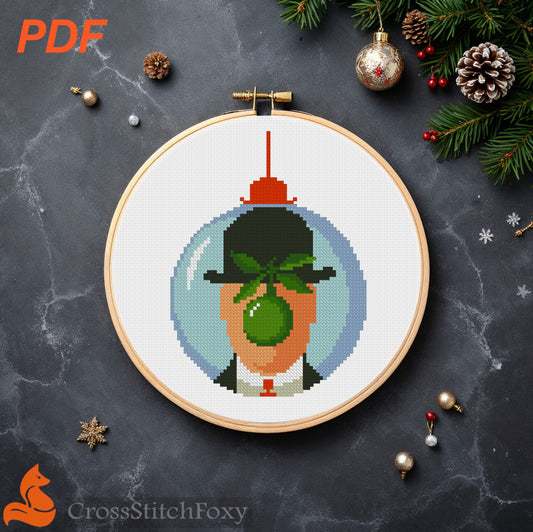 Magritte Christmas Bauble cross stitch pattern
