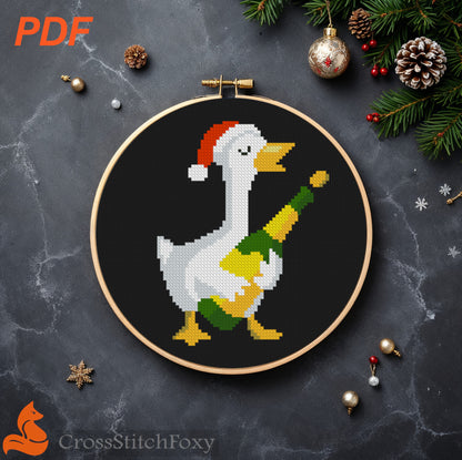 Christmas Goose With Wine Cross Stitch Pattern