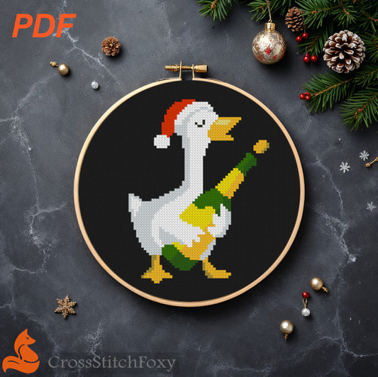 Christmas Goose With Wine Cross Stitch Pattern