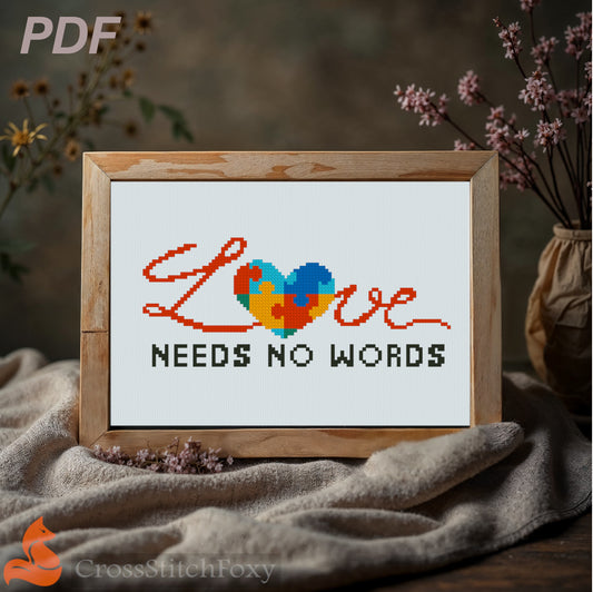 Autism love cross stitch pattern