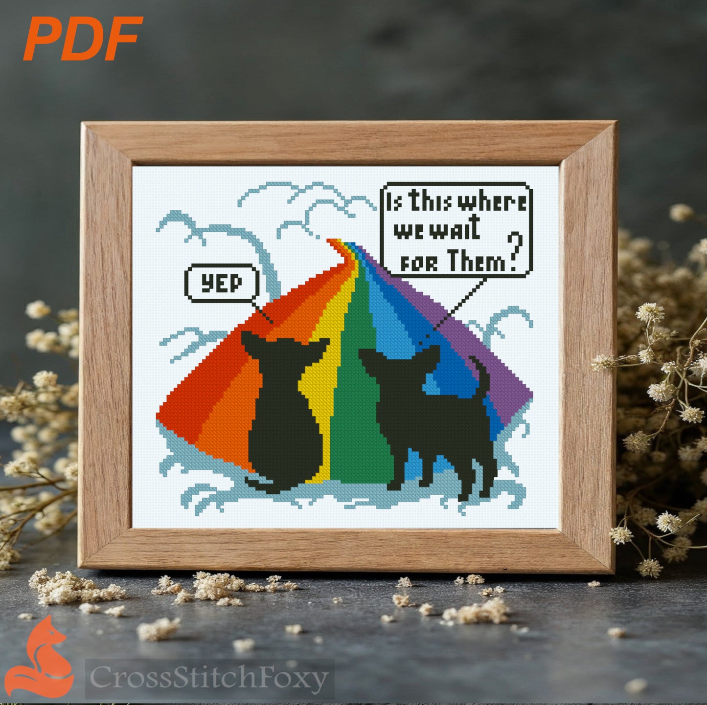 Chihuahua Rainbow bridge cross stitch pattern