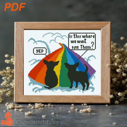 Chihuahua Rainbow bridge cross stitch pattern