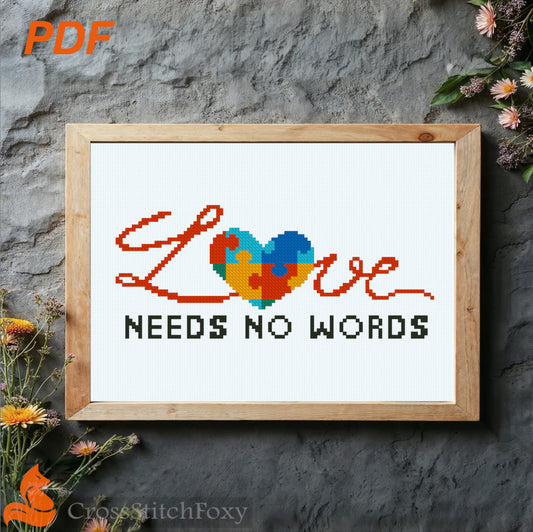 Autism love cross stitch pattern