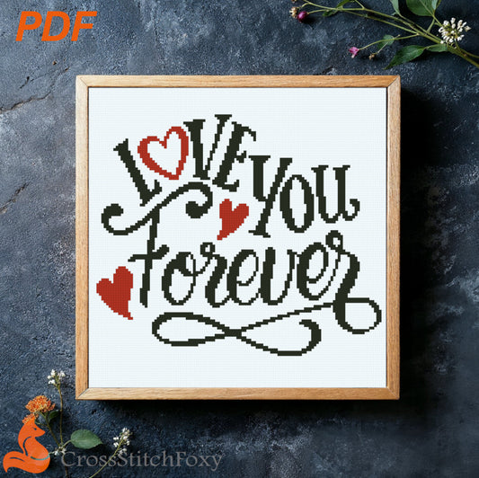 Love you forever cross stitch pattern