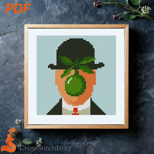 The Son Of Man Apple Magritte Cross Stitch Pattern