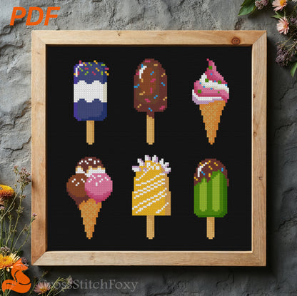Ice Cream Cross Stitch Pattern