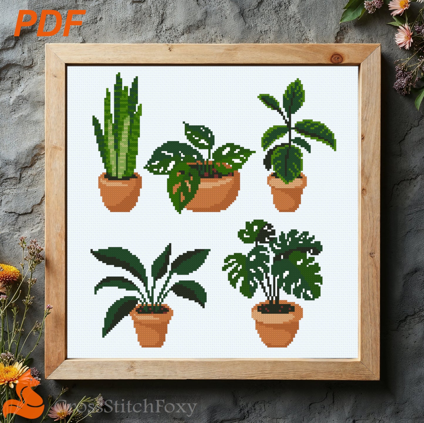 Home Plants Cross Stitch Pattern