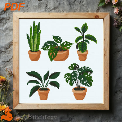 Home Plants Cross Stitch Pattern
