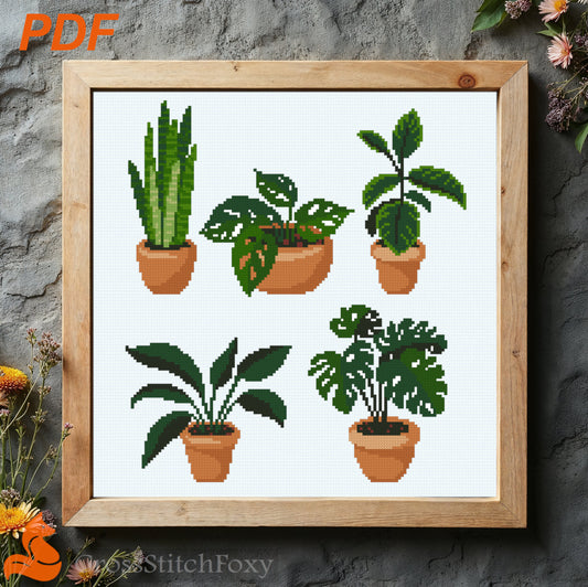 Home Plants Cross Stitch Pattern