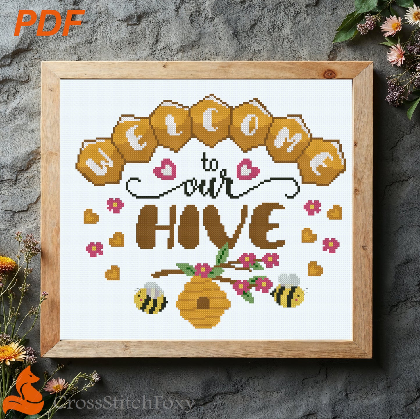 Welcome To Our Hive Cross Stitch Pattern