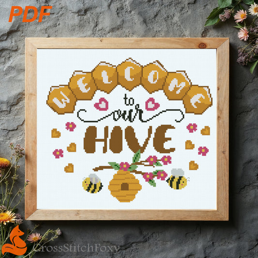 Welcome To Our Hive Cross Stitch Pattern