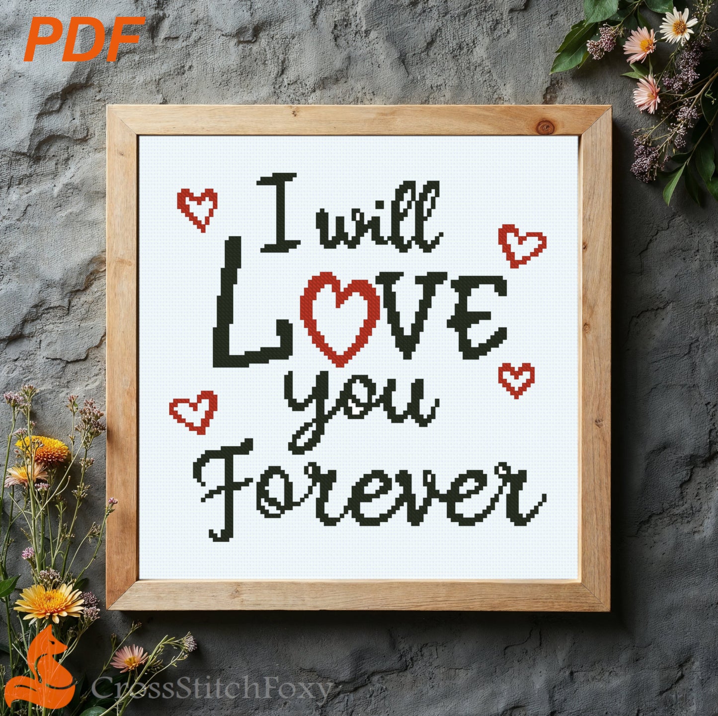 Love you forever cross stitch pattern