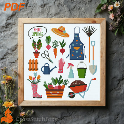 Hello Spring cross stitch pattern