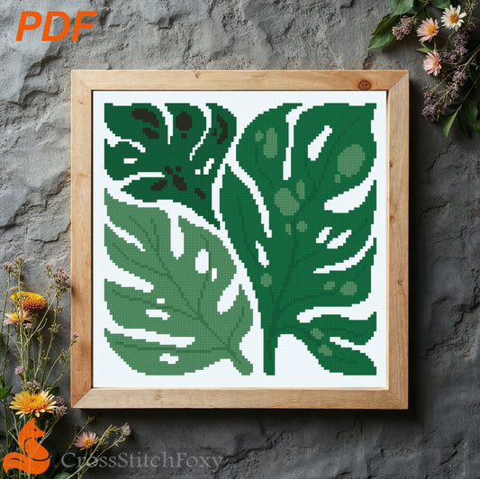Abstract Plant Cross Stitch Pattern