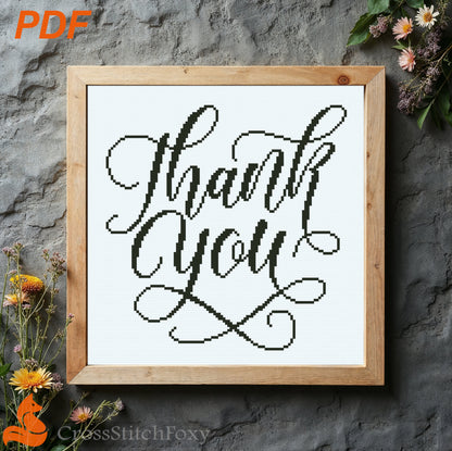 Thank You cross stitch pattern
