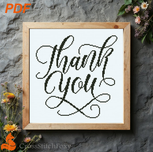 Thank You cross stitch pattern