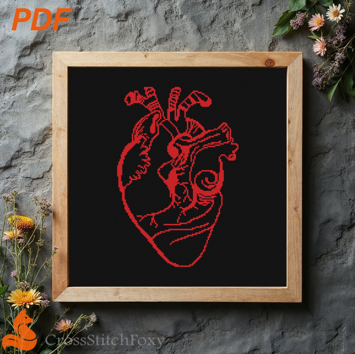 Anatomical Heart cross stitch pattern