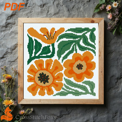 Abstract flower Cross Stitch Pattern