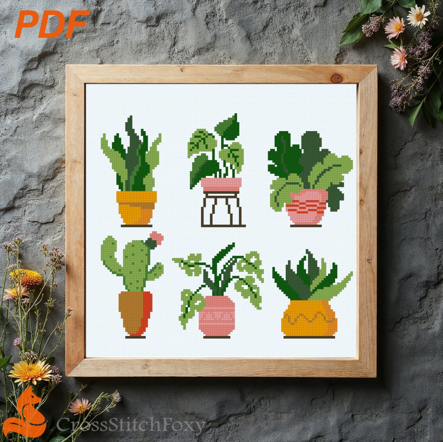 Home Plants Cross Stitch Pattern