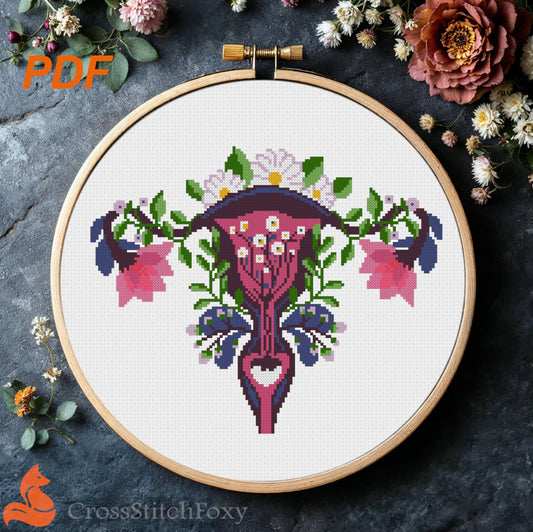 Uterus cross stitch pattern