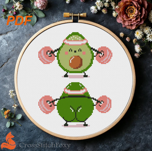 Avocado Squat Gym Sport Funny Cross Stitch Pattern